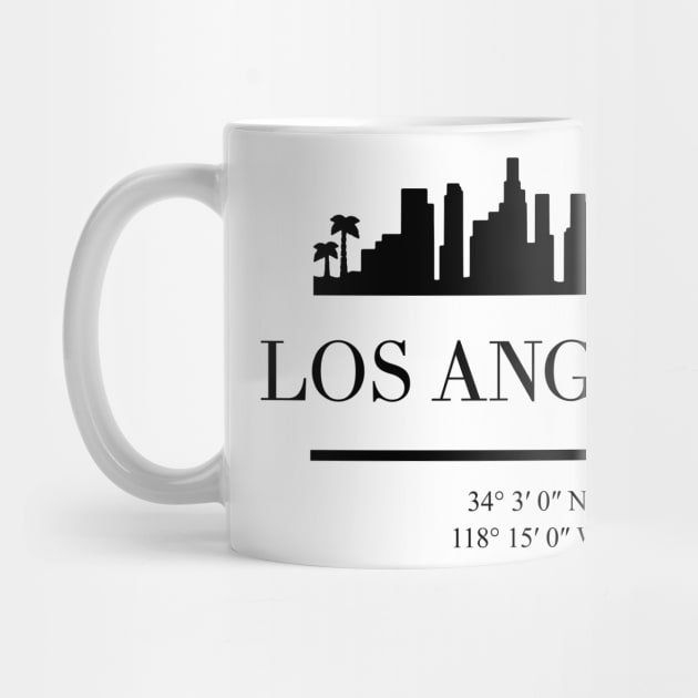 LOS ANGELES CALIFORNIA BLACK SILHOUETTE SKYLINE ART by deificusArt